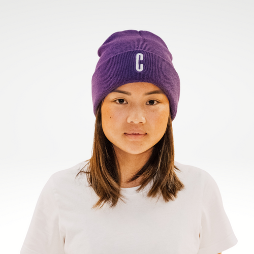 Check Beanie Paars