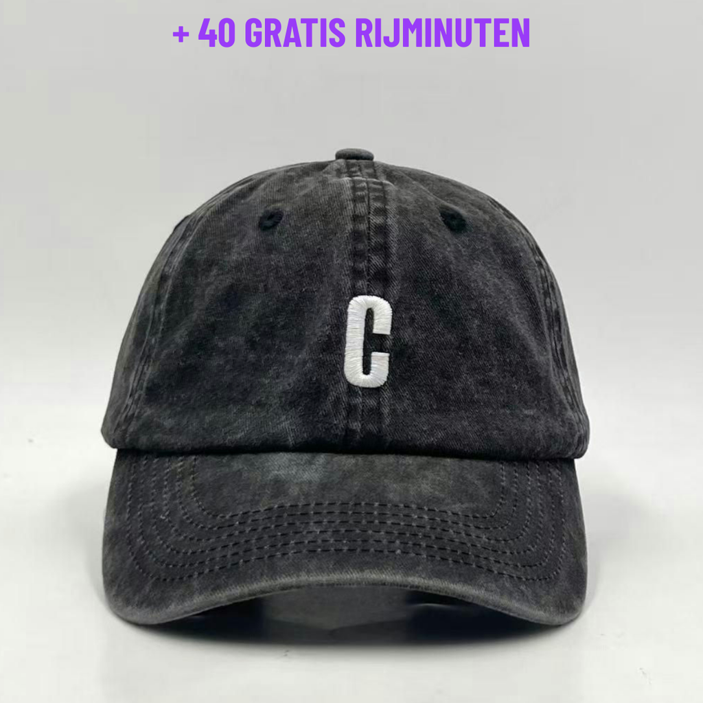 Washed Check Cap - Zwart