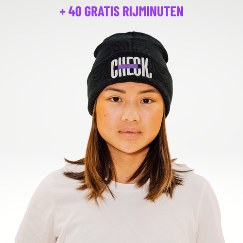 Check Beanie Zwart
