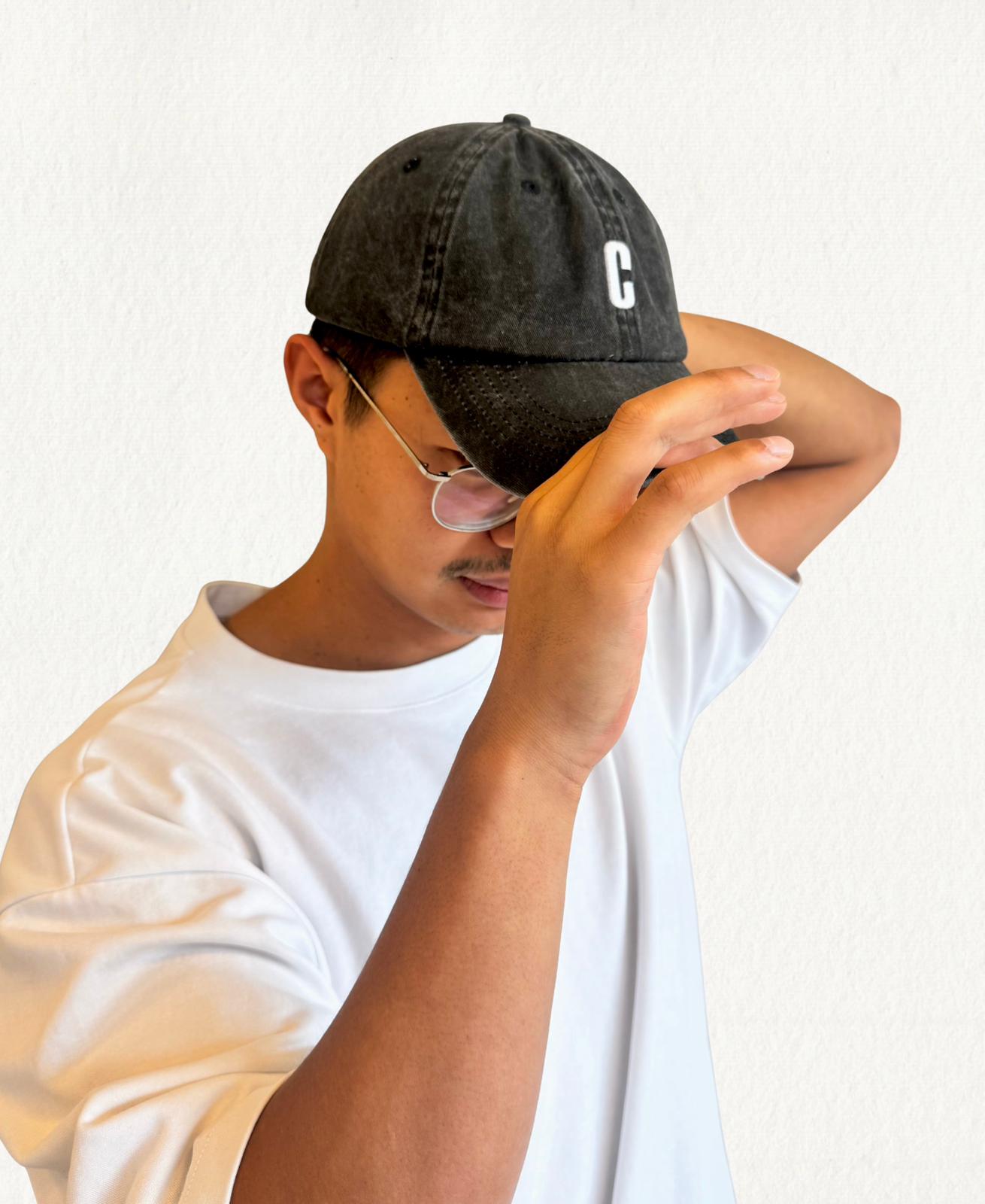 Washed Check Cap - Zwart